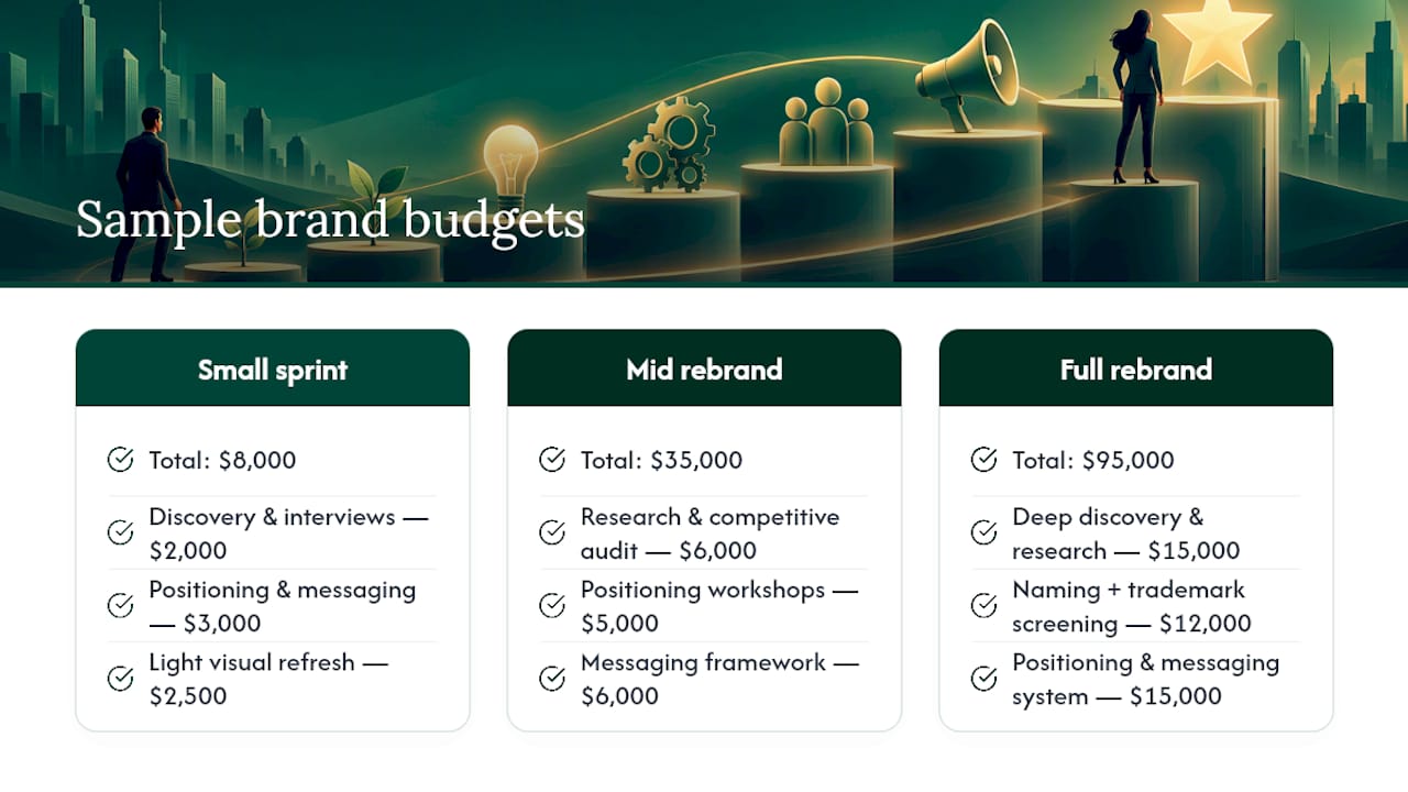 Proportional comparison of three brand budgets
