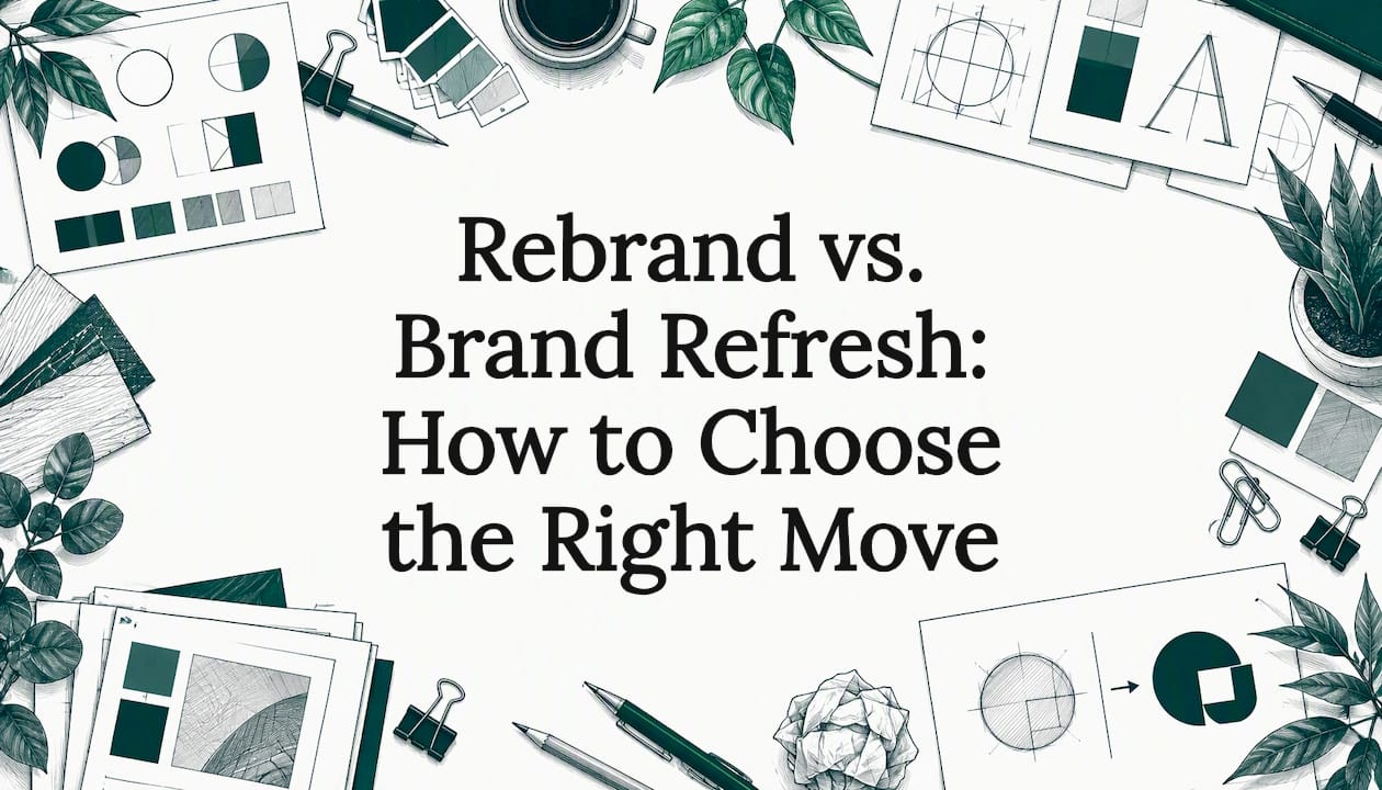 Hand-drawn brand identity elements frame the title