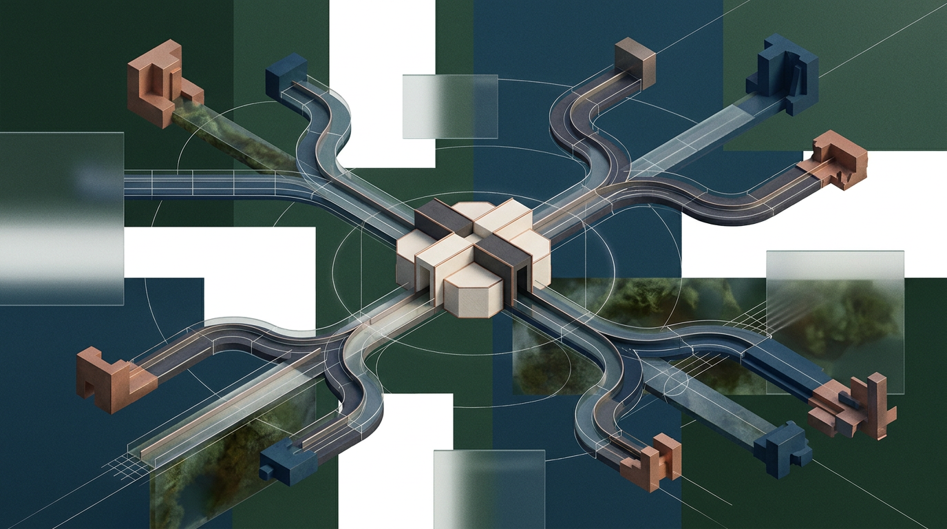 Abstract branching paths representing a disciplined corporate channel strategy.
